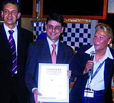 Josef Calcagno, vice president worldwide distribution &#8211; Infineon, Patrick Zammit, president EBV-Elektronik, Susanne Horn, distribution manager for EBV-Elektronik &#8212; Infineon